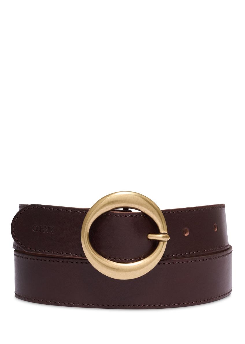 Dark brown leather women's belt PASDS-0353-1I(Z26) - front product view, on white background.