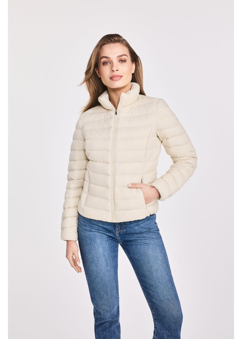 Beige quilted women's jacket KURDT-0573-81(W25)-01