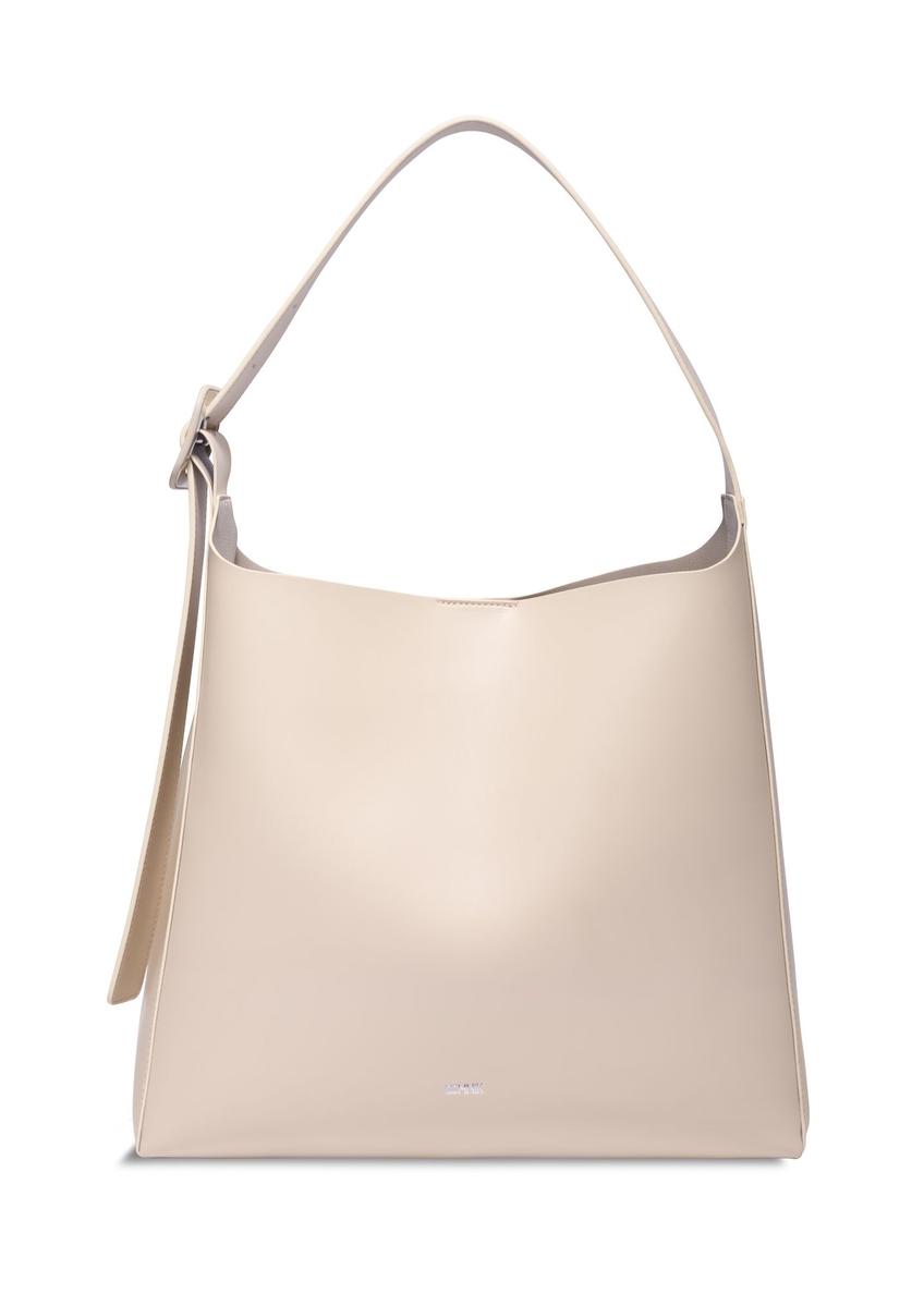 Large cream women's shoulder bag TOREC-1337-0B(Z26) - front product view, on a white background.