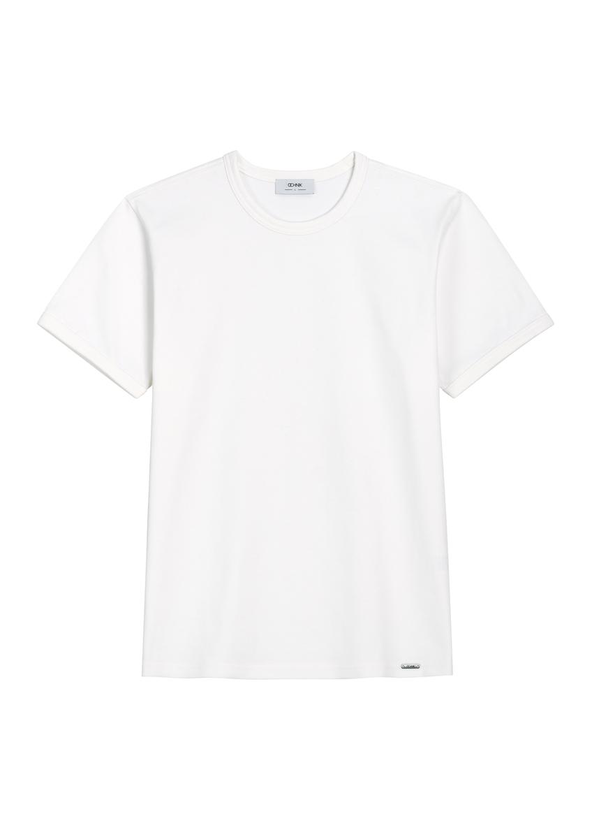 Men's white cotton T-shirt TSHMT-0153-0A(Z26)