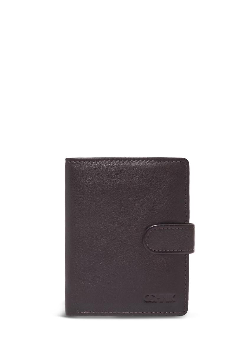 Brown leather men's wallet PORMS-0704-1H(Z26), front product view on white background.