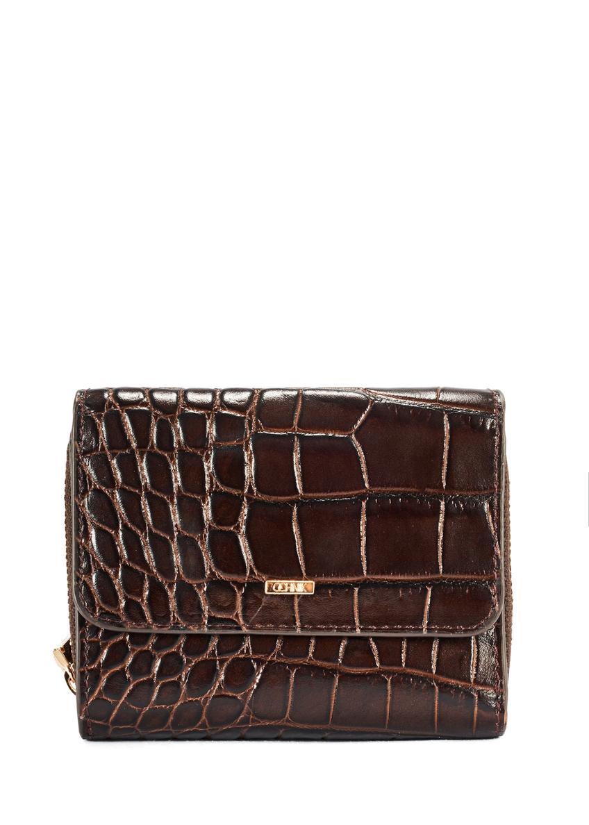 Brown women's croco wallet PORES-0953-89(W25)