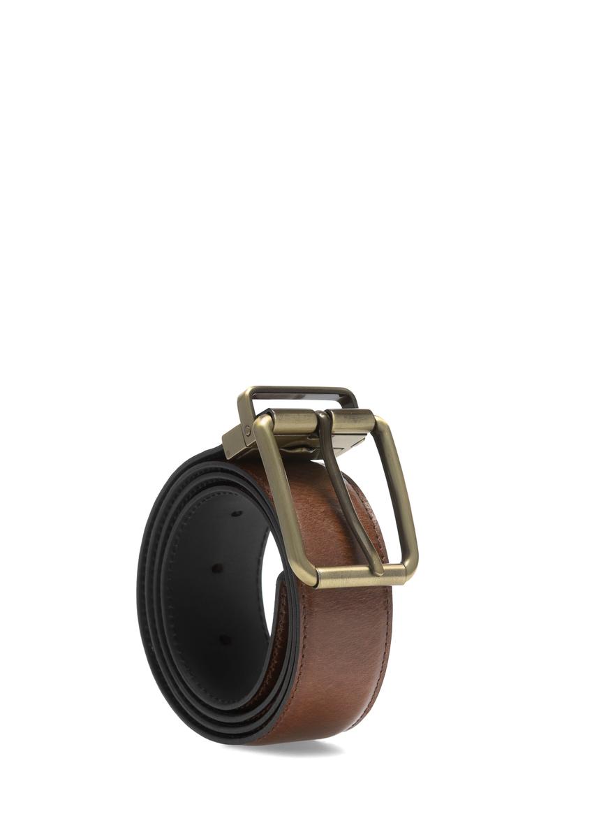Brown leather men's belt PASMS-0262-90(W25)