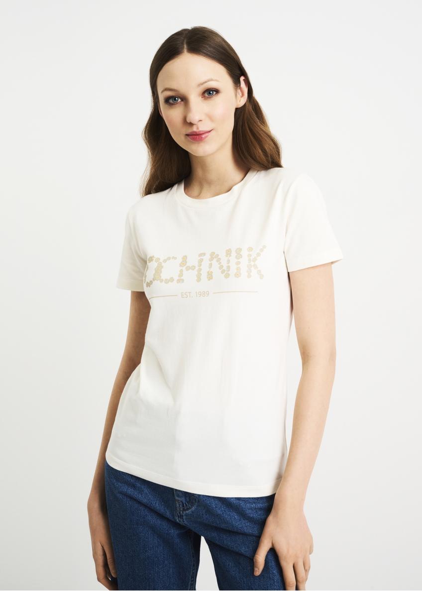 Women's milk T-shirt with OCHNIK logo TSHDT-0091-12(W22)-01