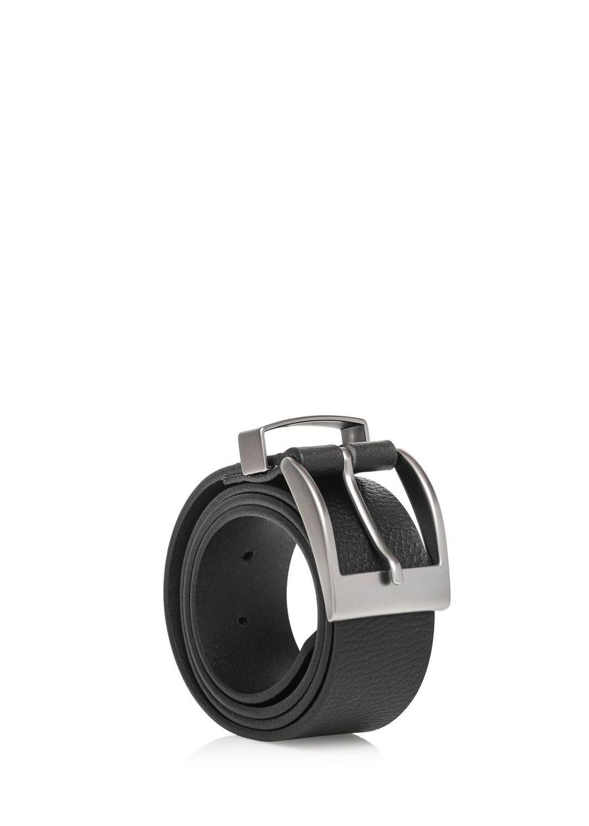 Black leather men's belt PASMS-0127-9I(W26)