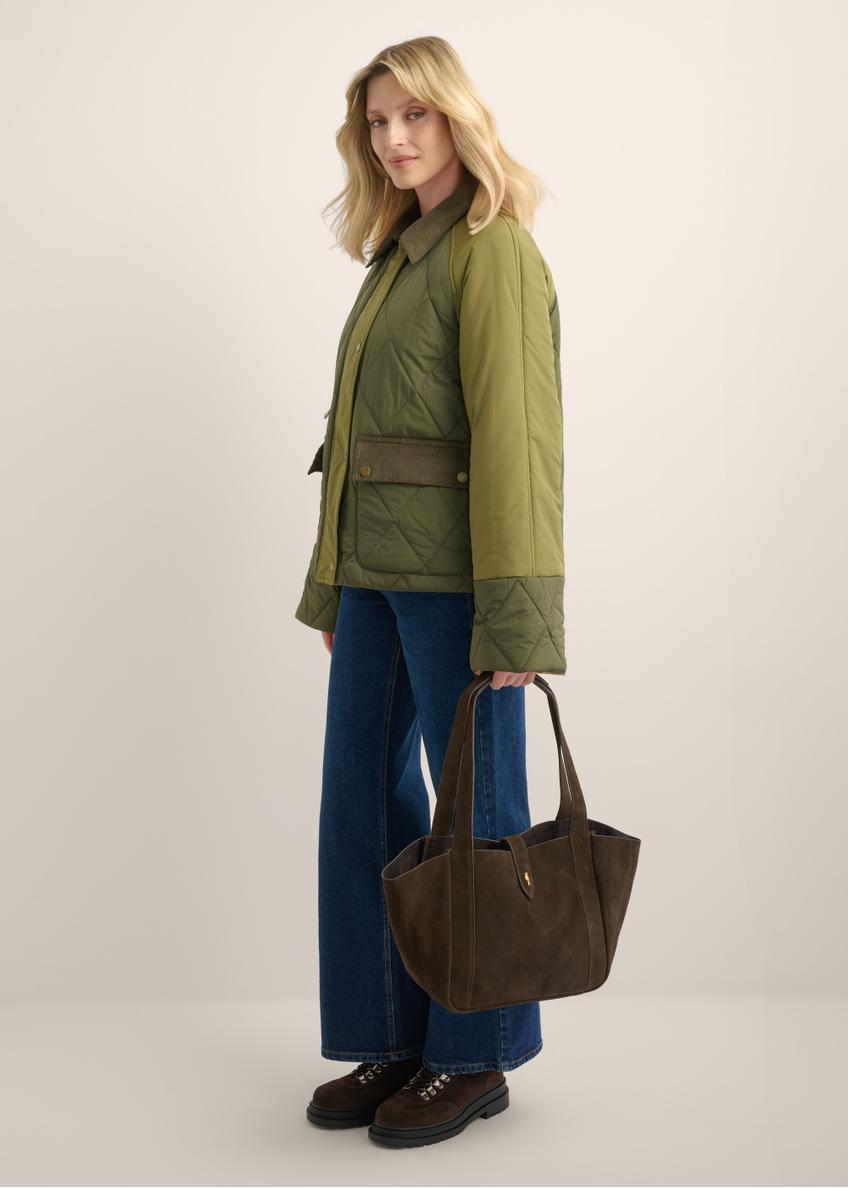 Women's brown suede shopper bag TORES-1422-1I(Z26)