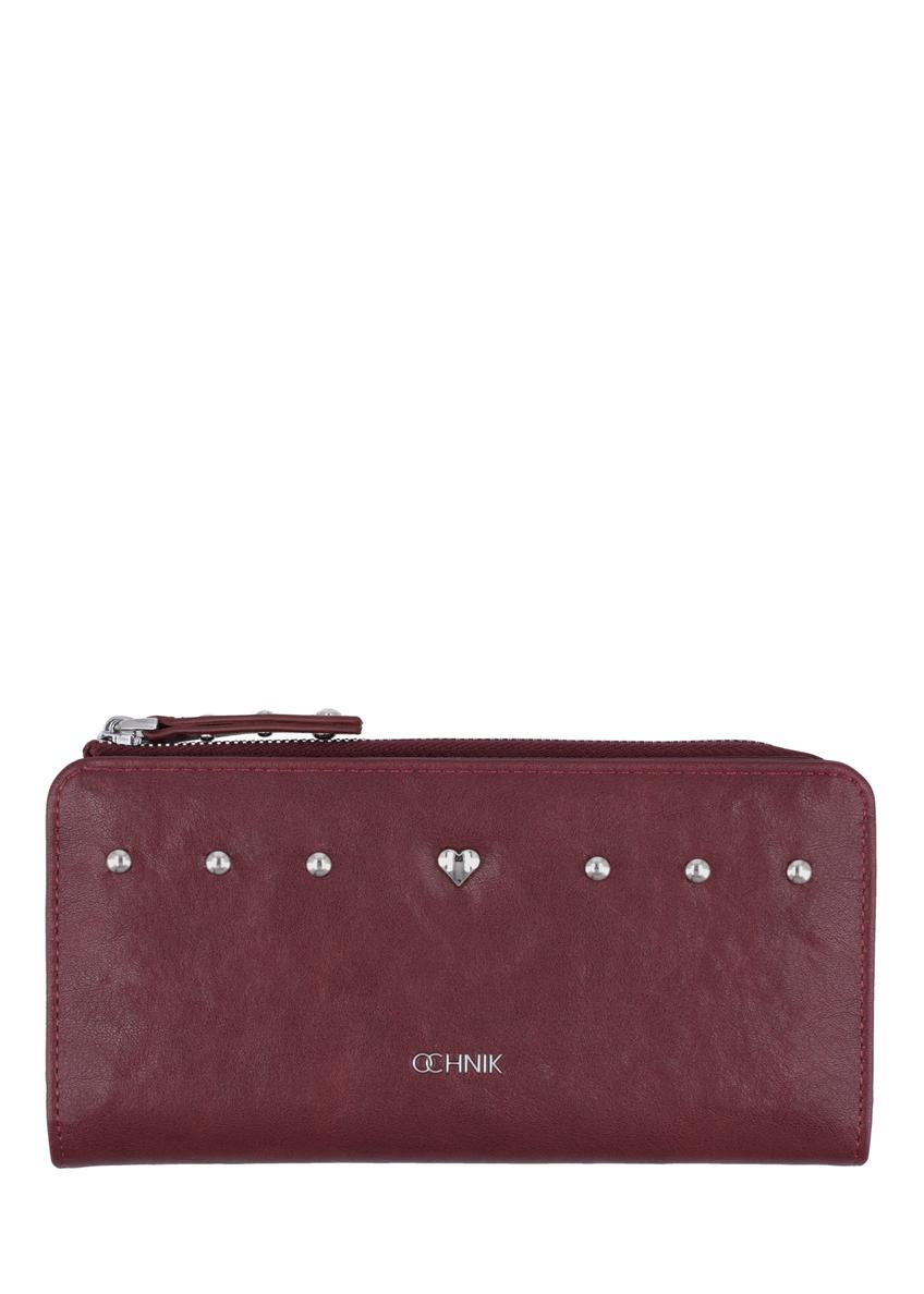 Burgundy large women's wallet POREC-0446-4D(Z26) - front product view, on white background.