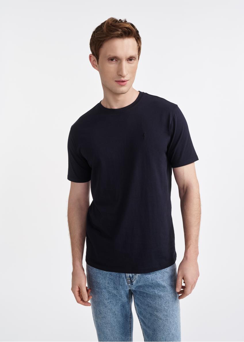 Navy blue cotton men's T-shirt TSHMT-0120-69(W25)-01