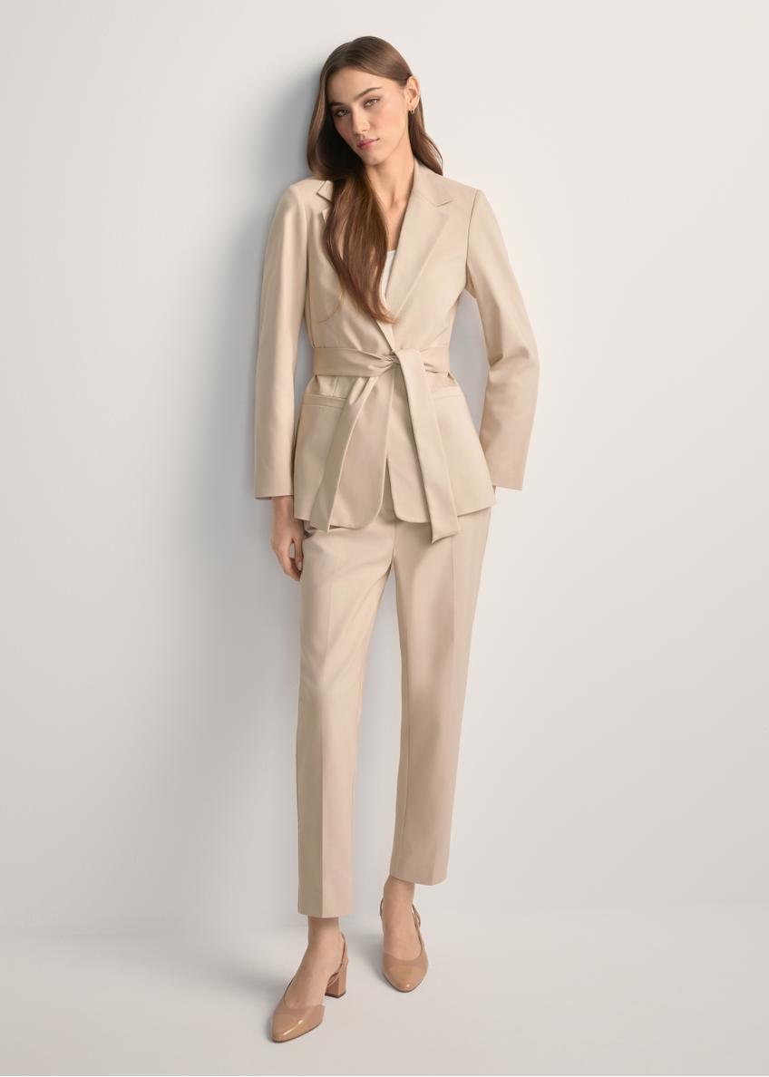 Beige women's blazer with belt ZAKDT-0030-1B(W26)