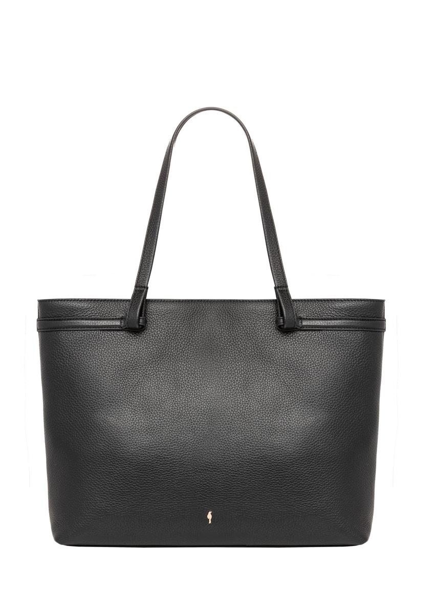 Women's black leather shoulder shopper bag TORES-1357-9I(Z26) - front product view, on a white background.