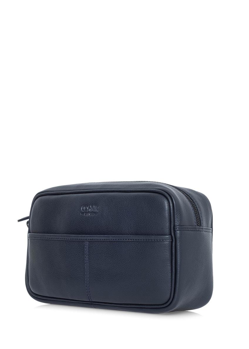 Leather navy blue men's cosmetic bag TORMS-0182D-69(W25)