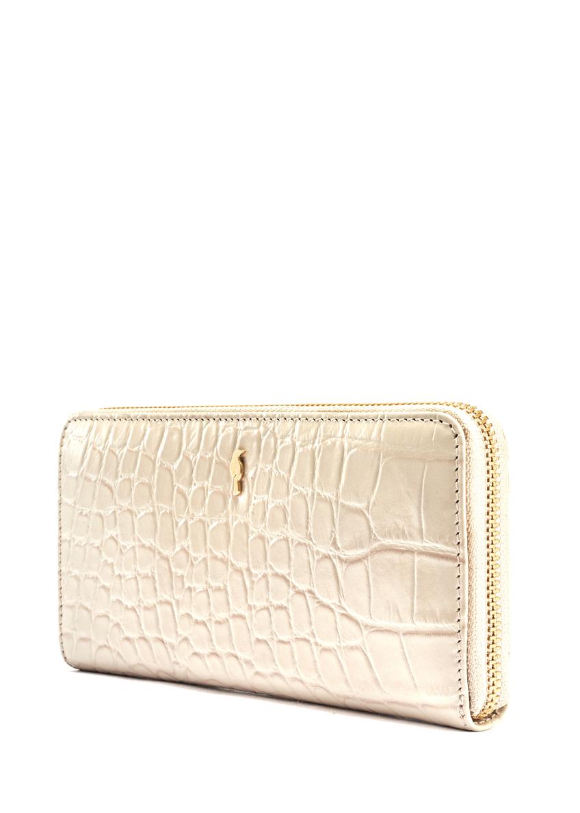 Large leather cream women's croco wallet PORES-0955-12(W25)