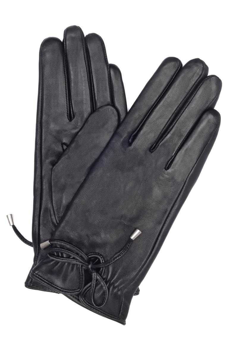 Women's leather gloves with binding REKDS-0021-99(Z24)