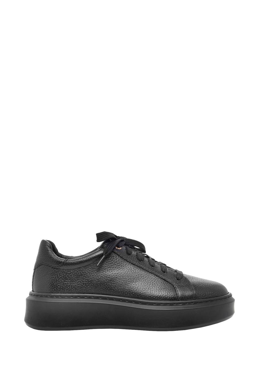 Women's leather shoes in black color BUTYD-1284-9I(Z26), side view of the product on a white background.