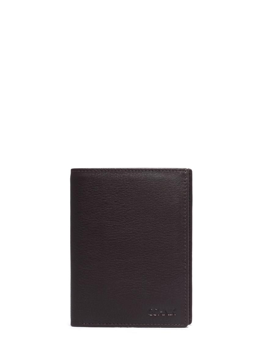 Brown men's leather wallet PORMS-0711-1H(Z26), front product view on white background.