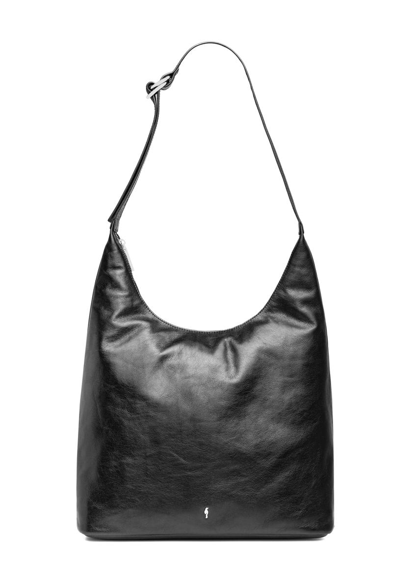 Black large leather women's handbag TORES-1225-99(W26) - front product view, on white background.