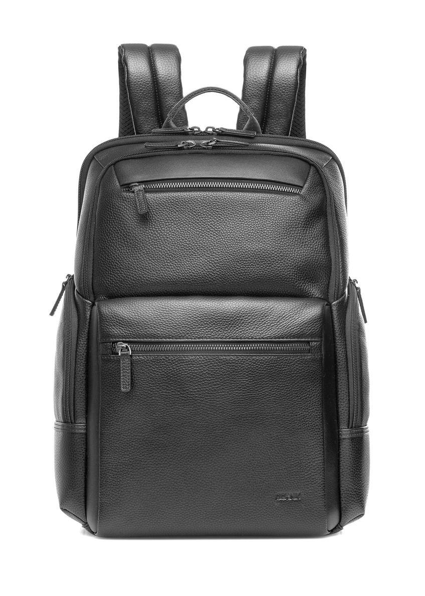 Black spacious leather backpack PLCMS-0023-99(Z25)