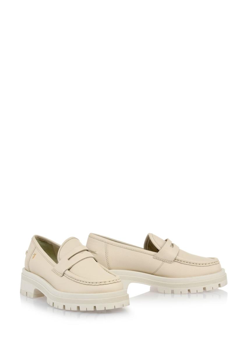 Women's beige leather loafers BUTYD-1069-81(W25)