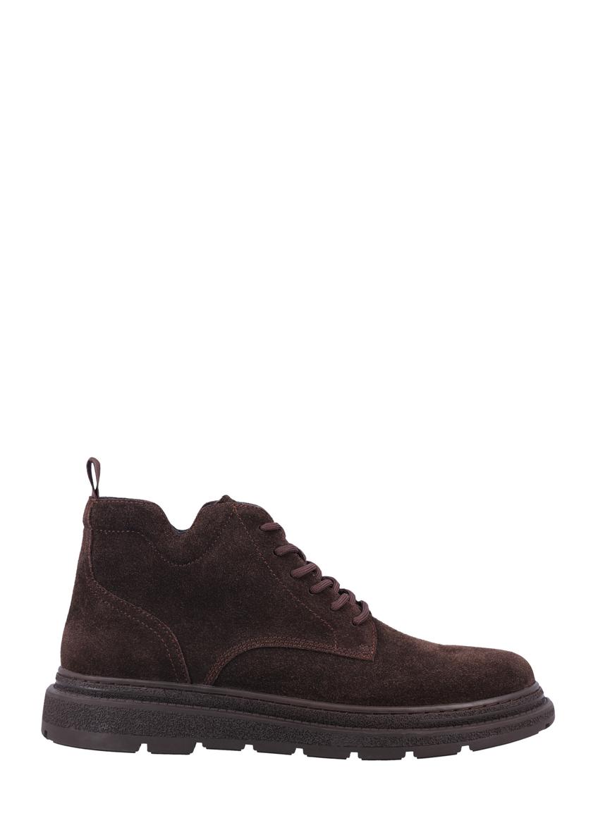 Dark brown suede men's ankle boots BUTYM-0577-1I(Z26), side view of the product on a white background.