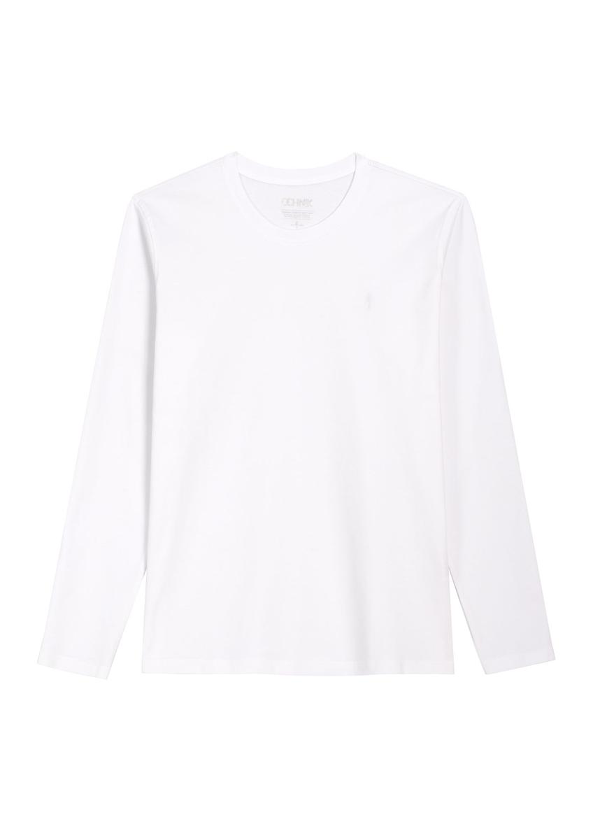Men's white cotton longsleeve LSLMT-0013-0A(Z26) - front product view, on a white background.