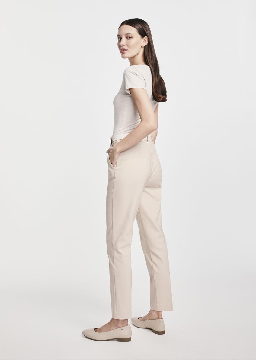 Beige women's pleated trousers SPODT-0090-82(W25)