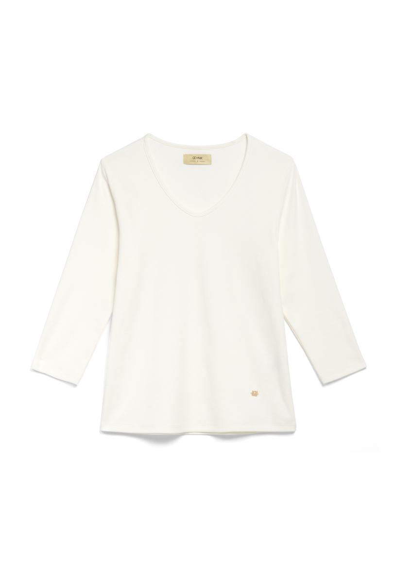 Cream women's V neck blouse LSLDT-0036-12(W26)