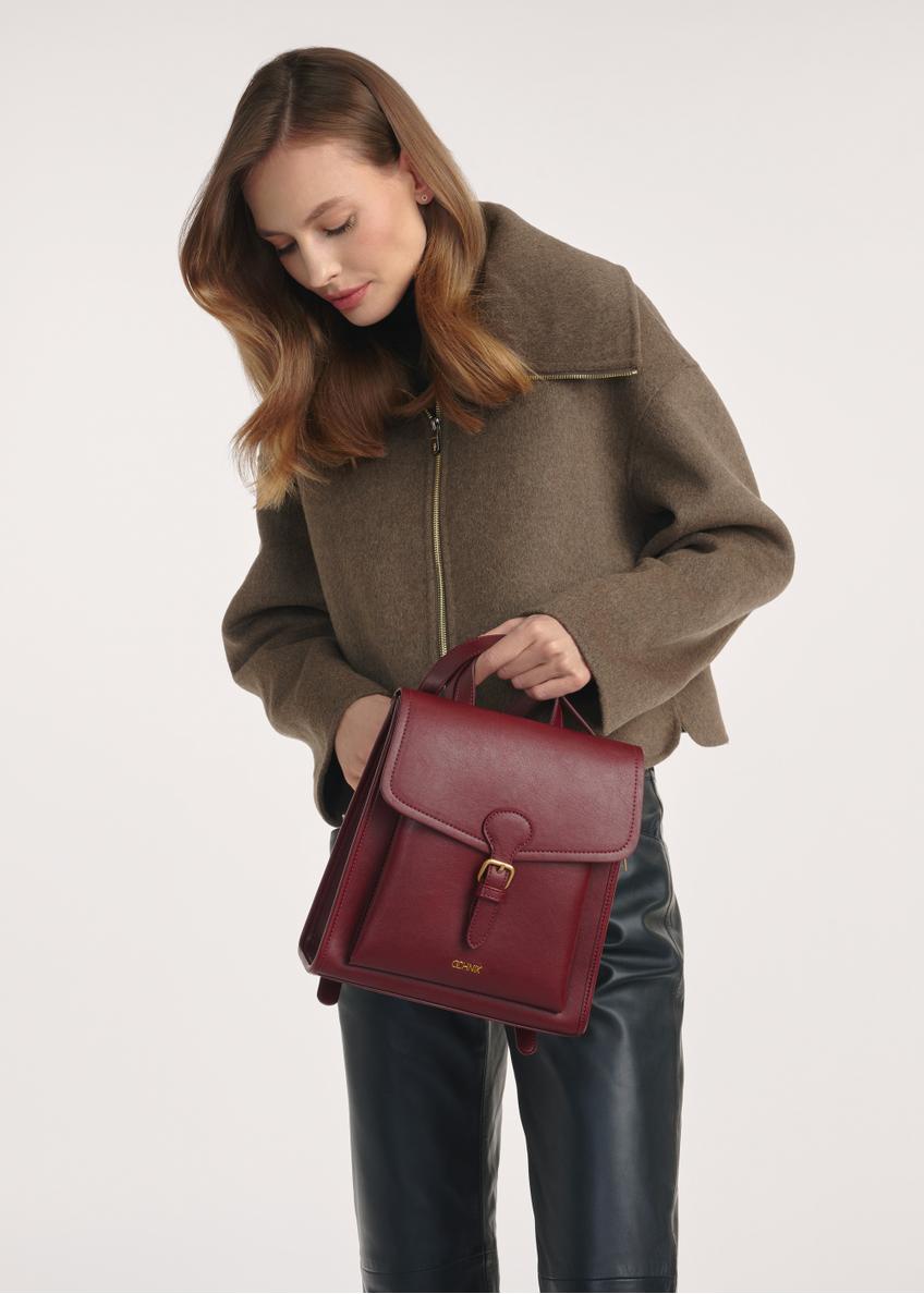 Burgundy medium elegant women's backpack TOREC-0985A-49(Z25)