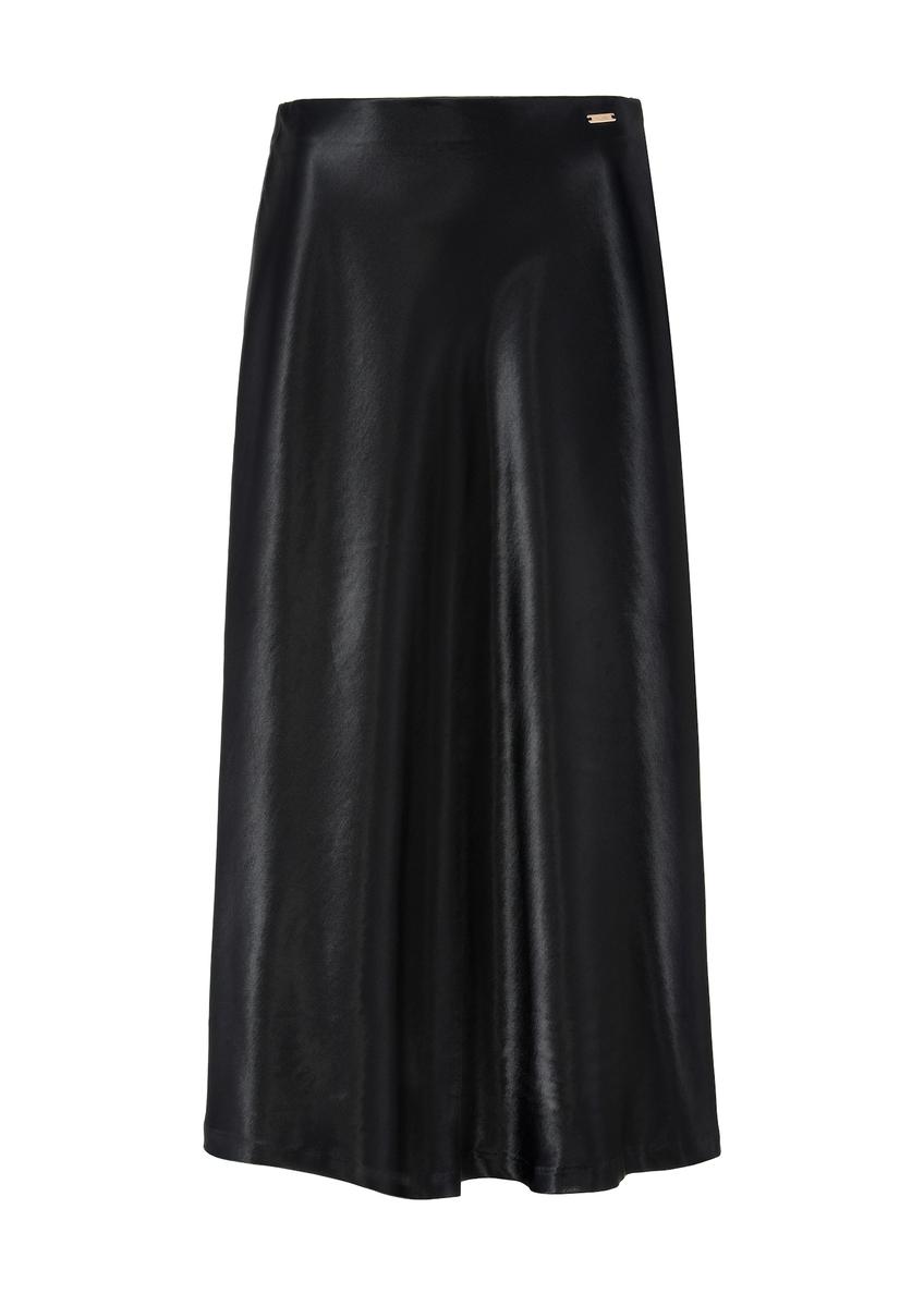 Black satin midi skirt SPCDT-0105-99(W25)