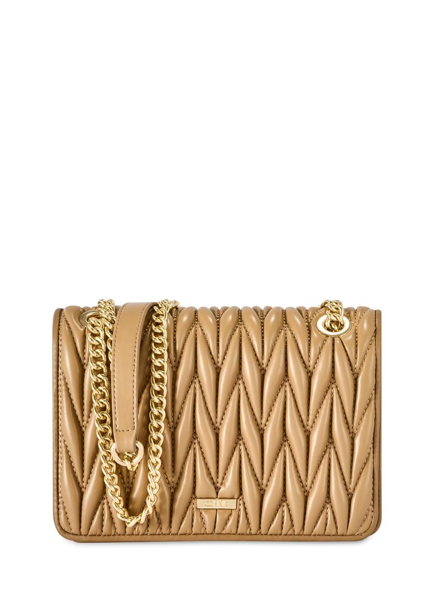 Beige women's handbag with chain TOREC-1102-24(Z25)