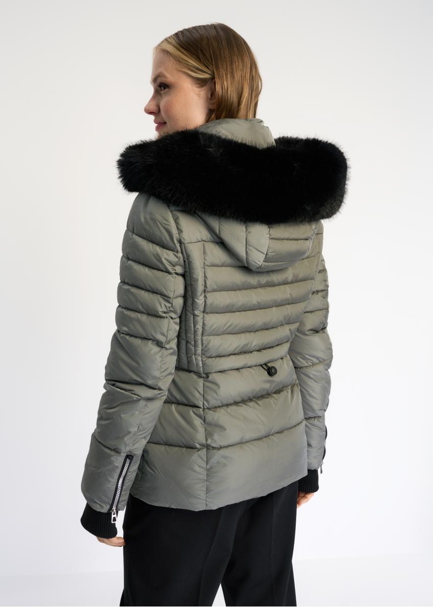 Women's gray autumn jacket with zippers KURDT-0370-91(Z22)