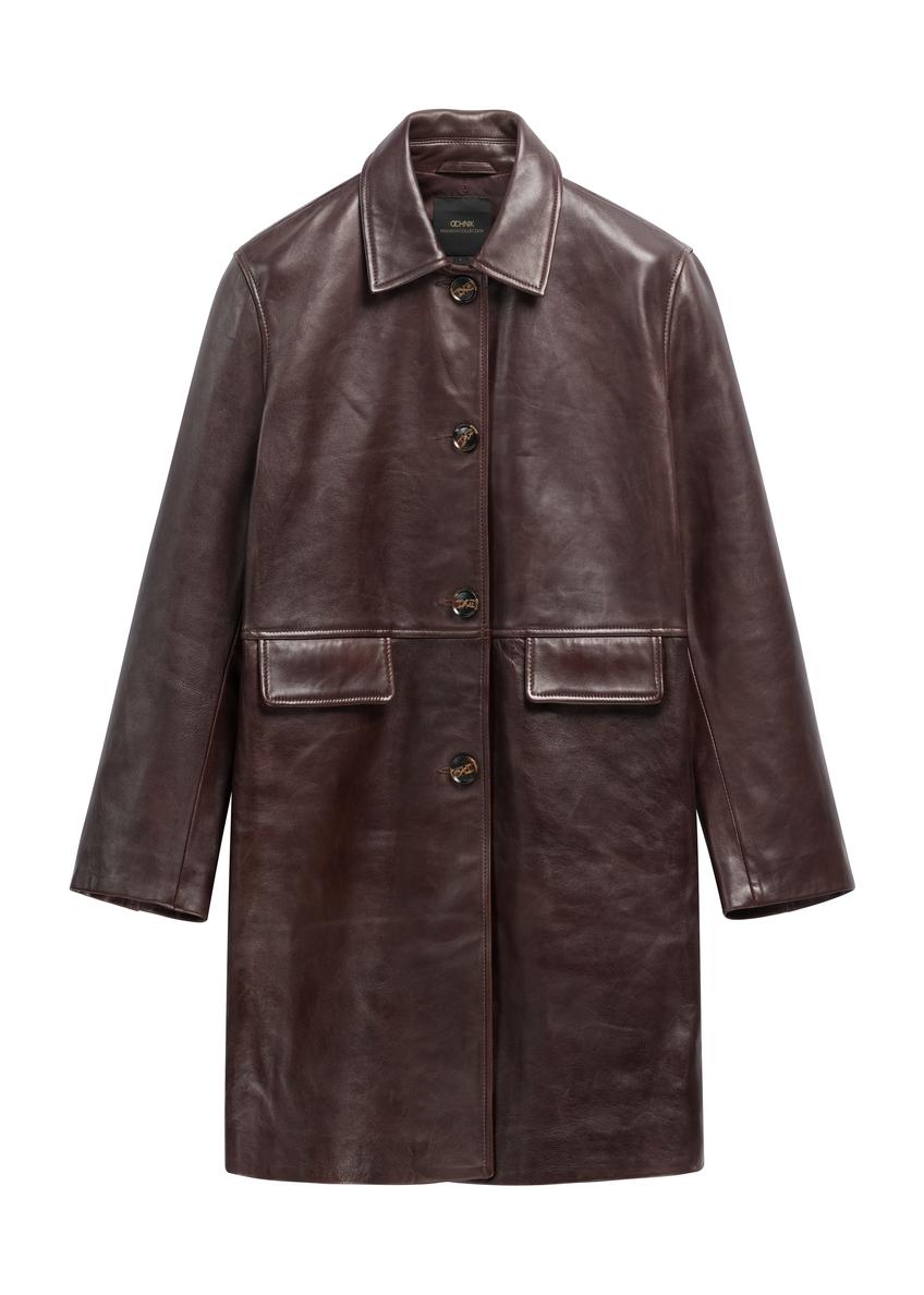 Brown women's leather coat KURDS-0649-1H(Z26)
