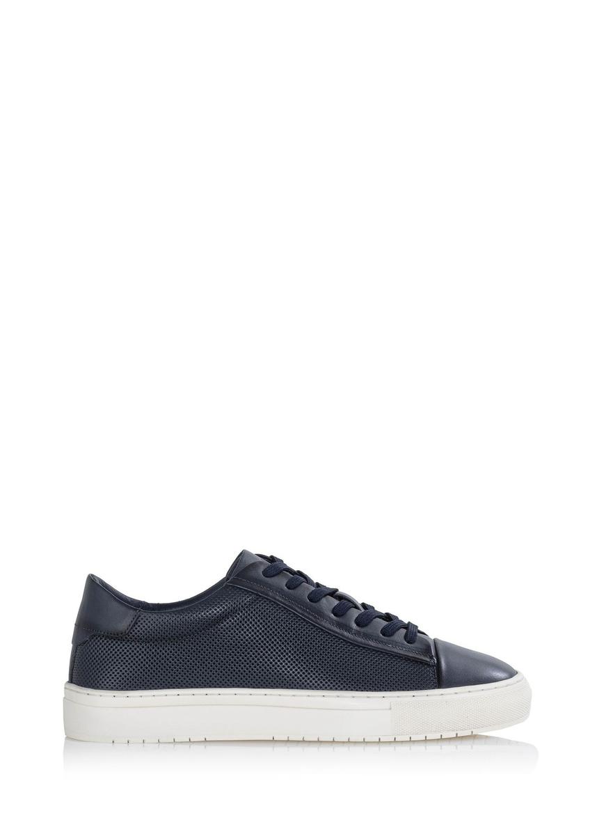 Men's navy blue leather sneakers BUTYM-0458-69(W24)-08