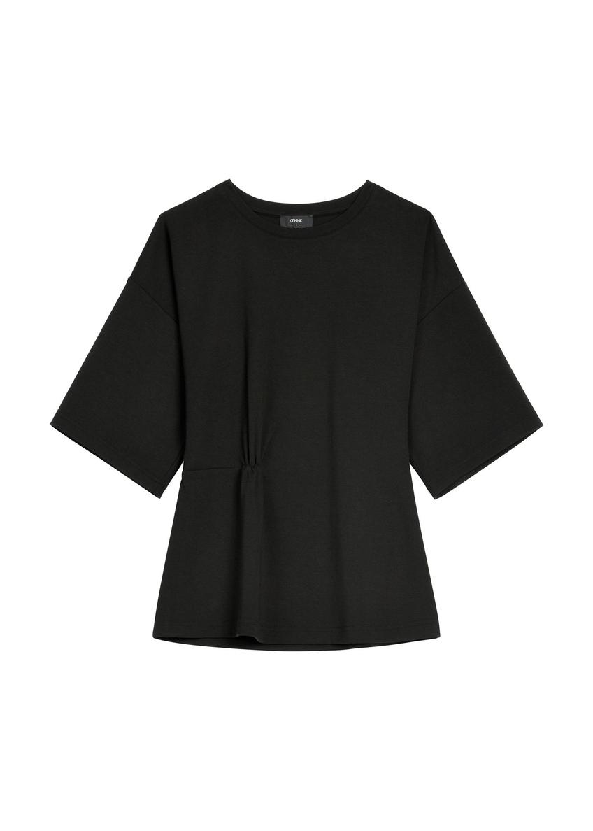 Black women's blouse with draping TSHDT-0163-99(Z26)