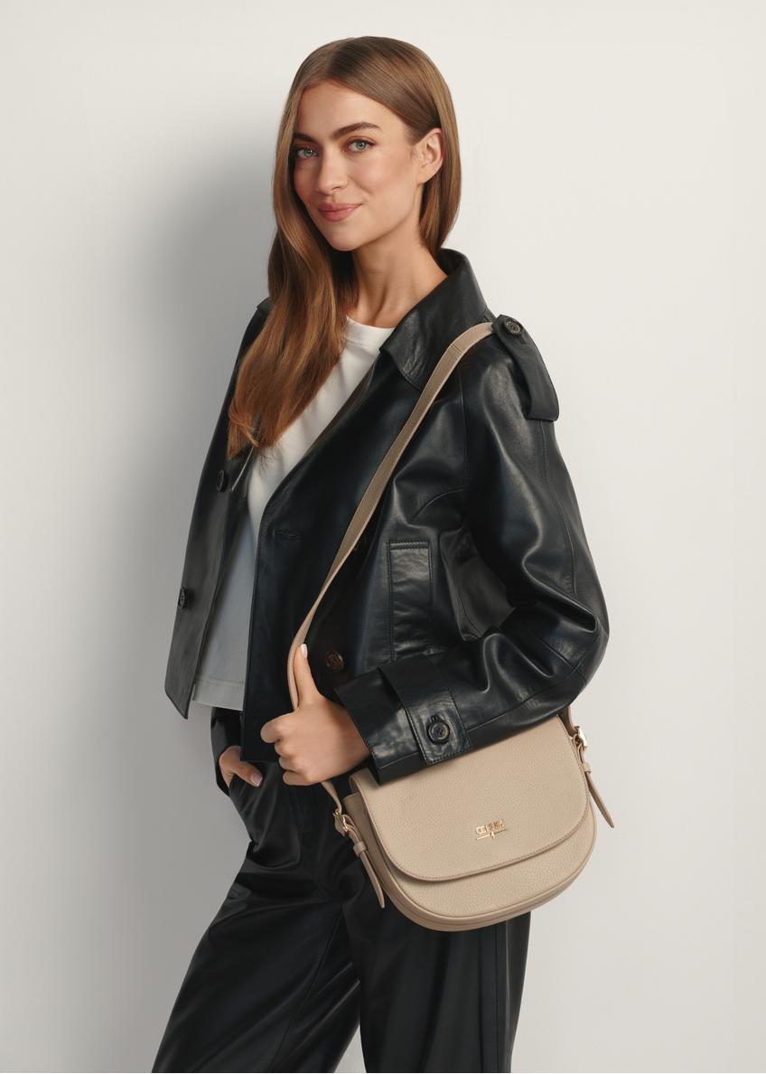 Beige leather women's messenger bag TORES-1122E-1B(W26)