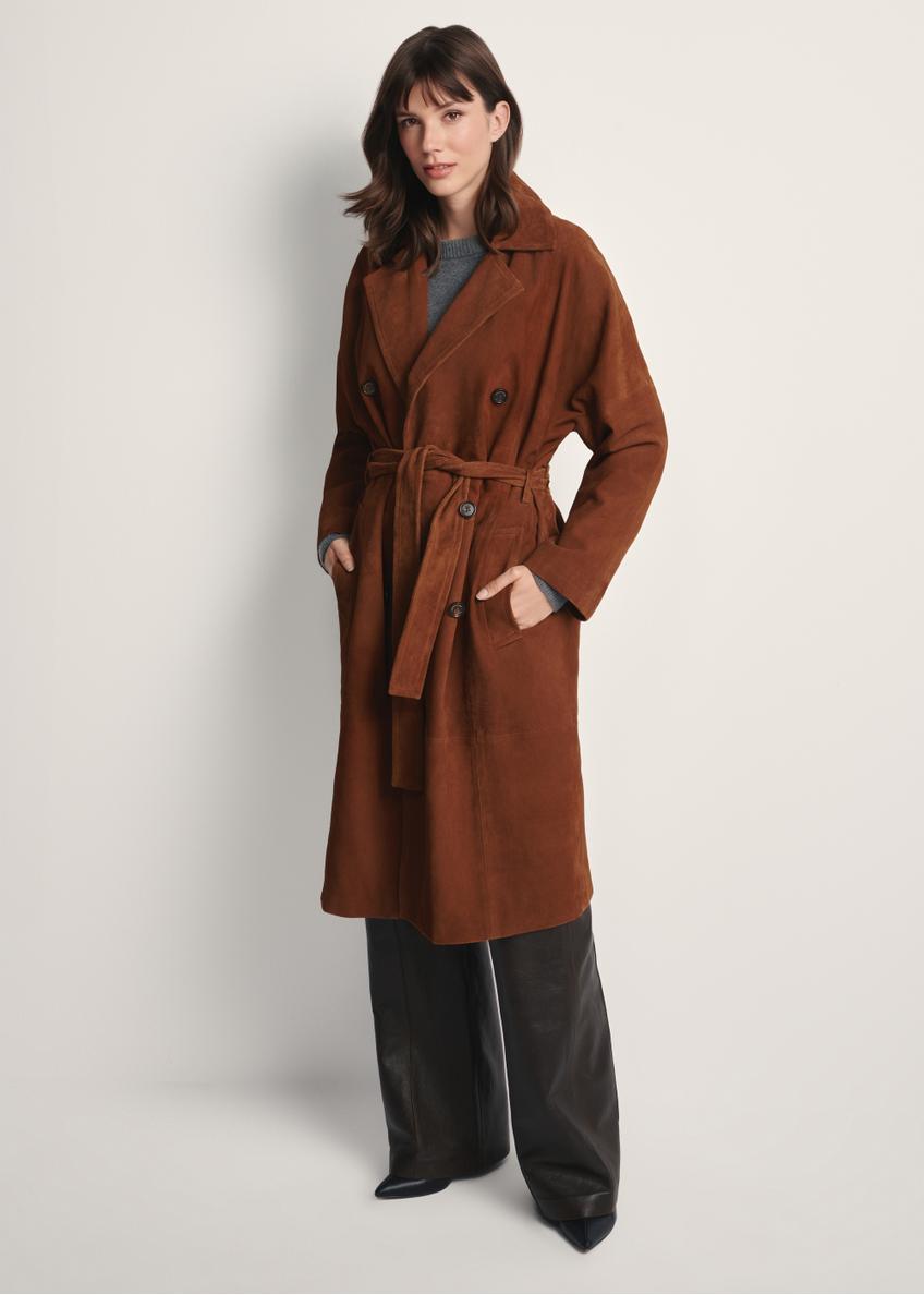 Brown suede women's coat oversize KURDS-0551-0775(Z25)