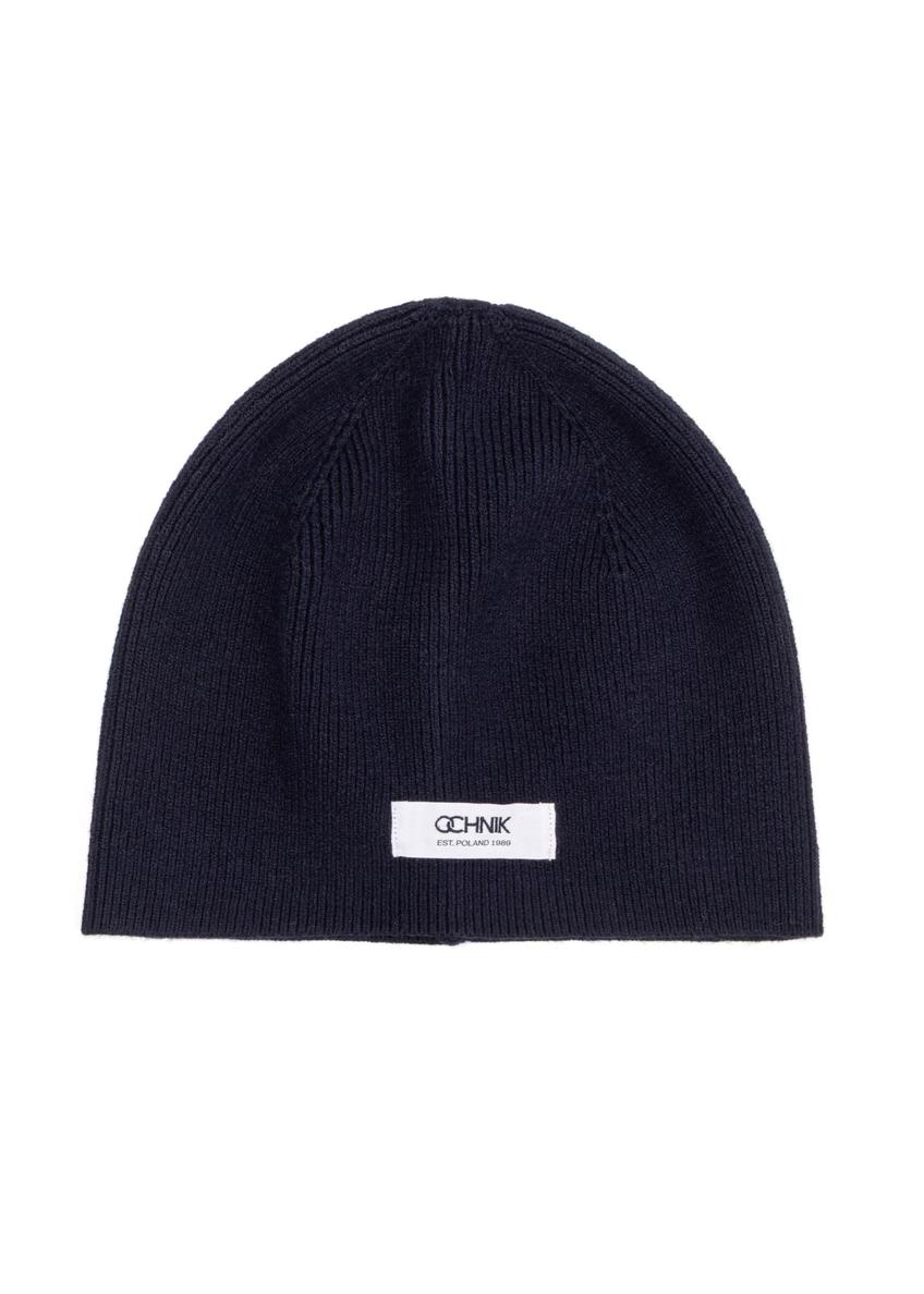 Navy blue men's wool hat CZAMT-0097-7E(Z26), front product view on white background.