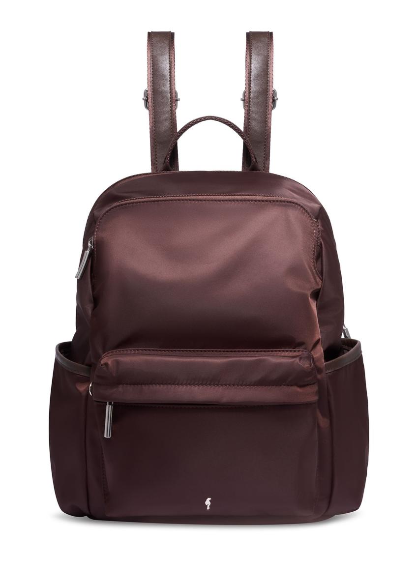 Brown women's backpack TOREN-0357-1I(Z26), front product view on white background.