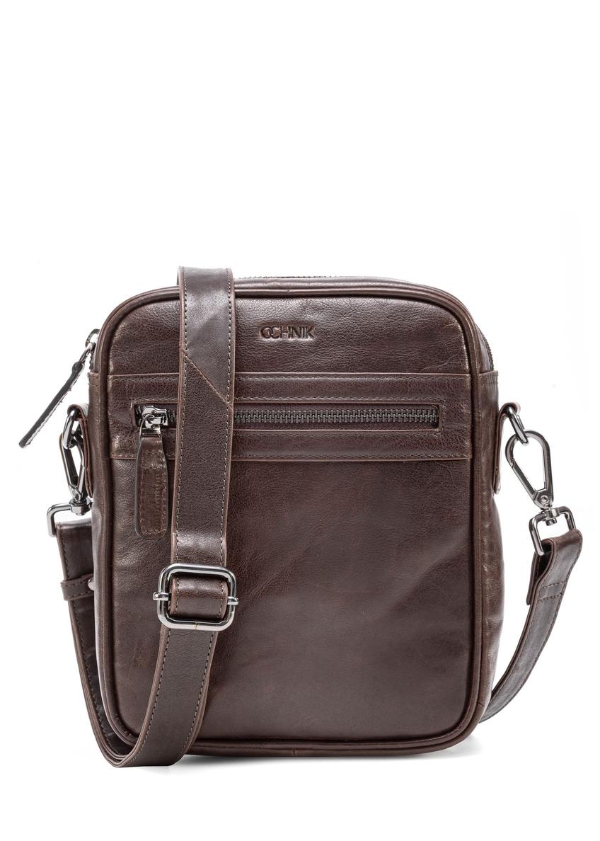 Brown men's bag TORMS-0461-1H(Z26), product view from the front on a white background.