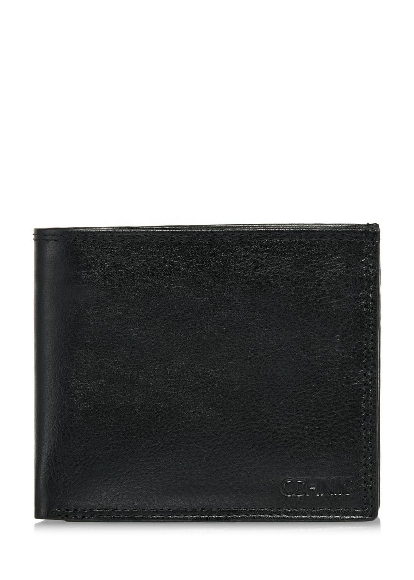 Unbuttoned black leather men's wallet PORMS-0551-99(W24)-06