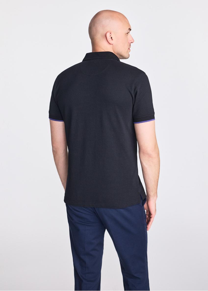 Black men's cotton polo shirt POLMT-0045B-99(W25)