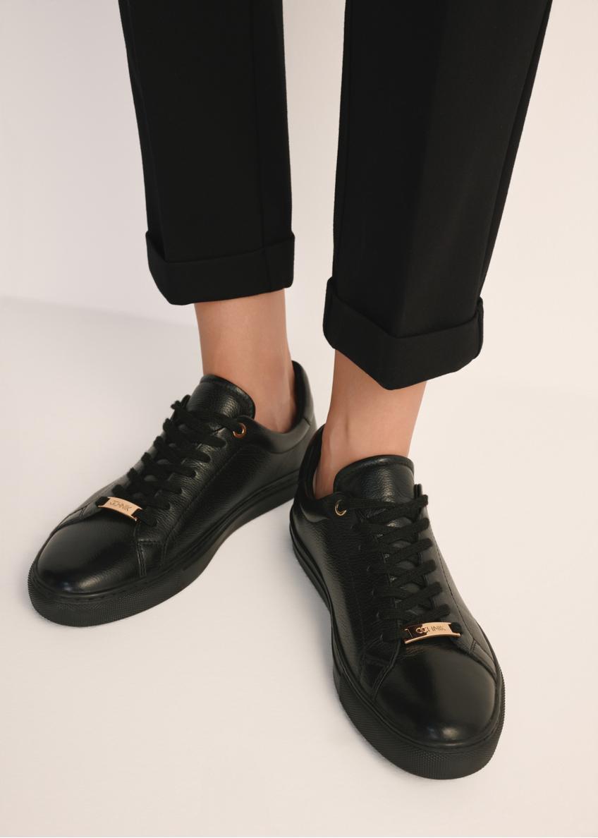 Black leather women's sneakers BUTYD-1068-99(W25)