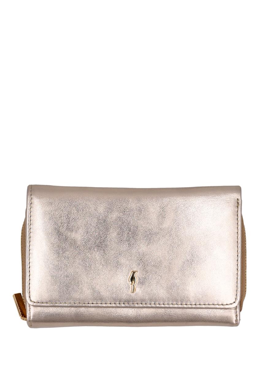 Gold leather women's wallet PORES-1027-2X(Z26), front view on a white background.