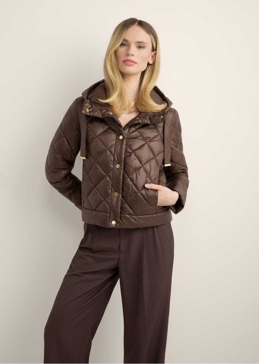 Brown short quilted women's jacket KURDT-0678-1H(Z26)