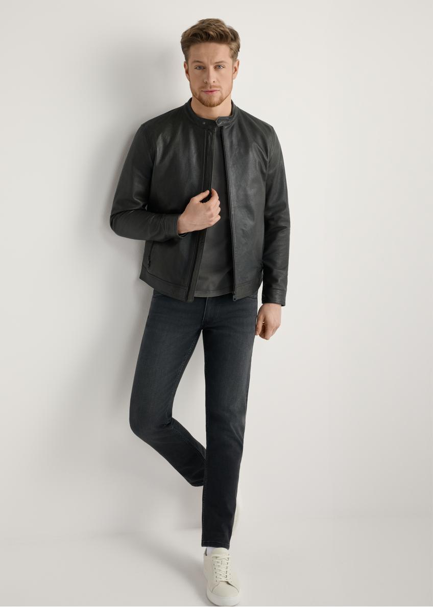 Black men's leather jacket KURMS-0406-99(W26)