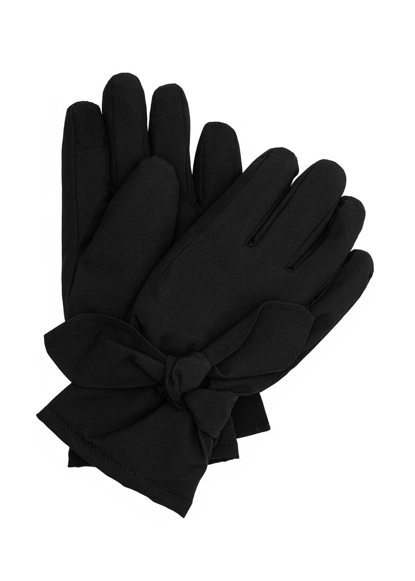 Black women's winter gloves REKDT-0035-99(Z25) - product view from above on white background.