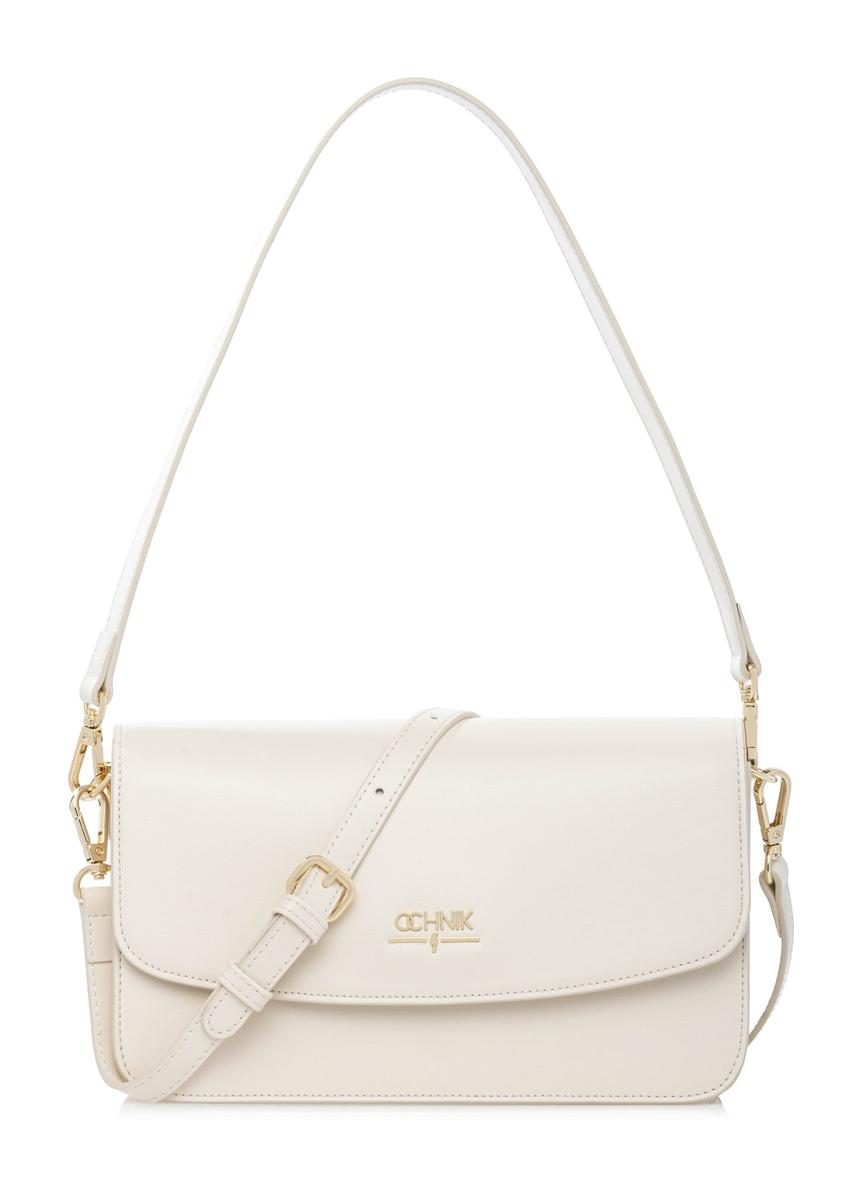 Cream women's imitation leather handbag TOREC-1081-0B(W26) - front product view, on white background.