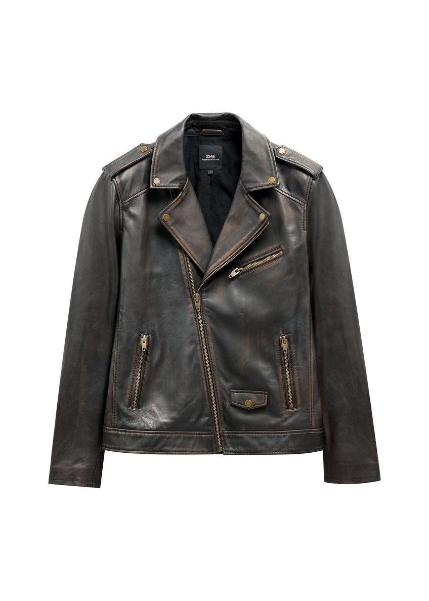 Men's leather biker jacket KURMS-0395-99(W26)
