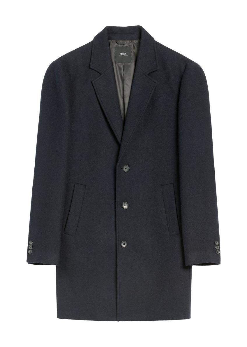 Men's navy wool coat PLAMT-0006-7D(Z26)