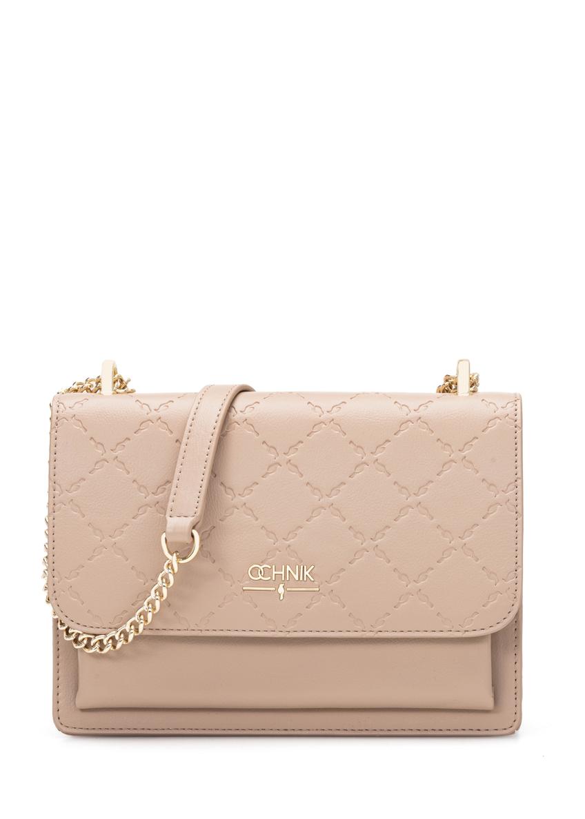 Beige women's handbag with monogram TOREC-1155-1A (W26)