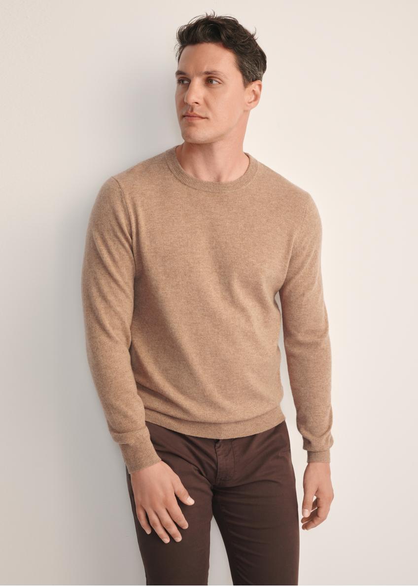 Camel wool men's sweater with cashmere SWEMT-0186-24(Z25)